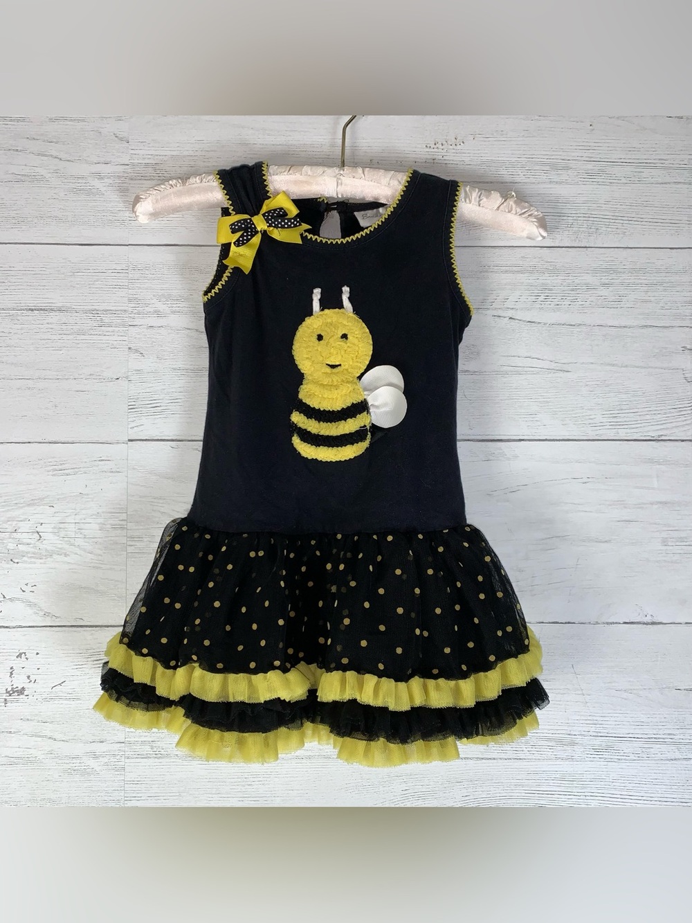 Emily Rose Bumble Bee Polka Dot Tulle Ruffle Whimsical Spring Dress 3T